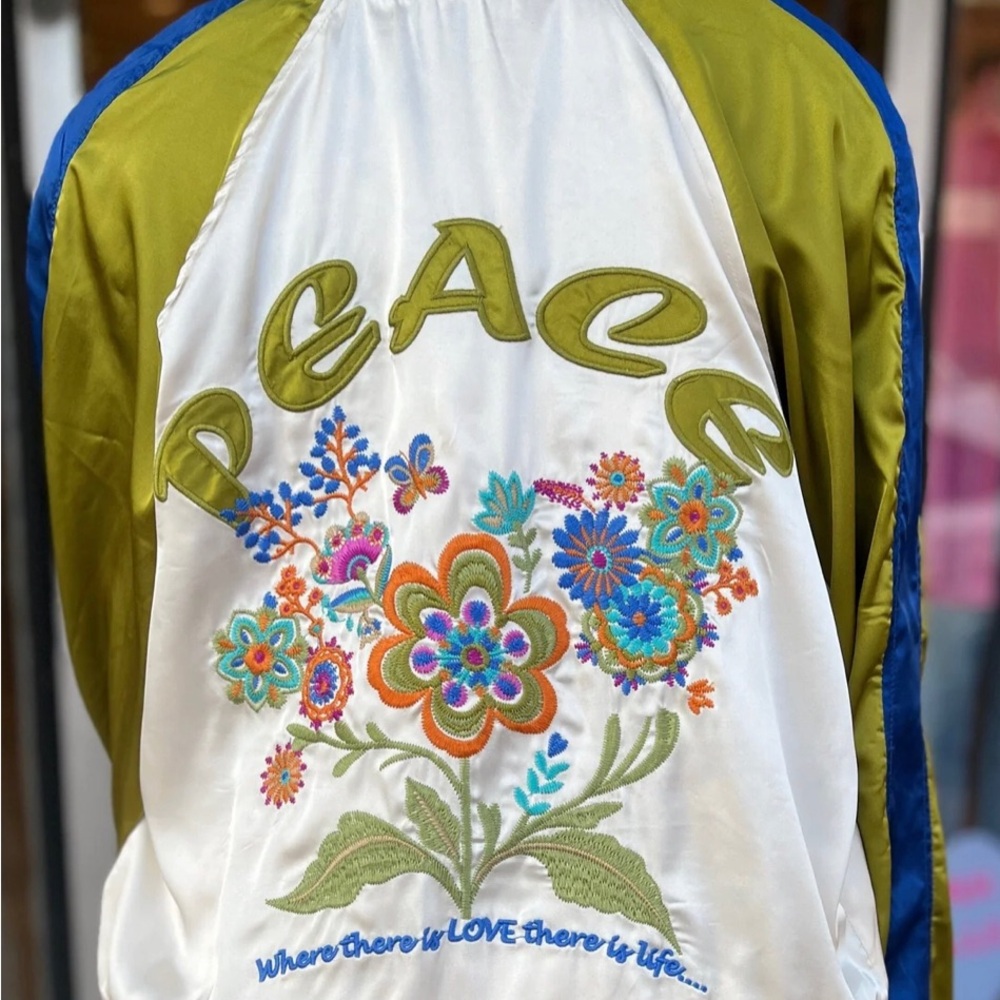 Floral Multicolor Women's Reversible Bomber Jacket Boho - Picture 3 of 6